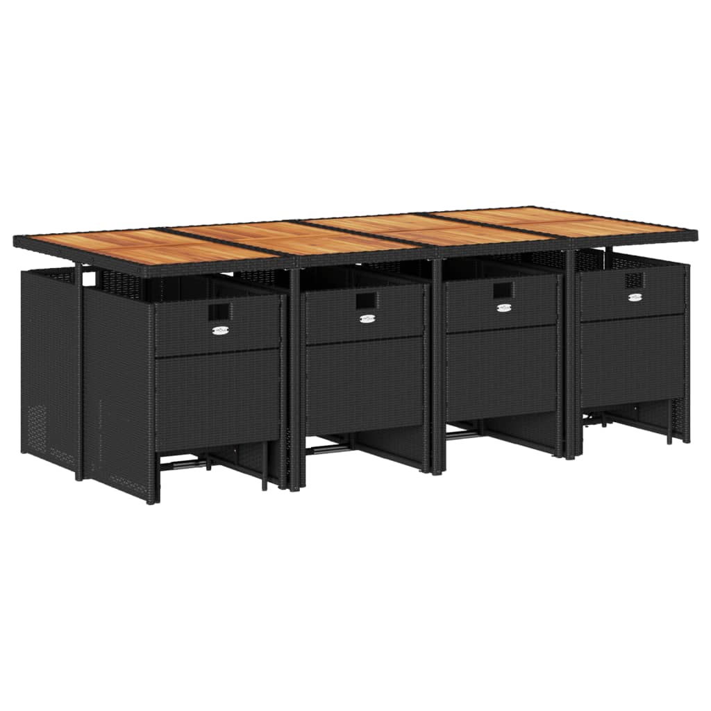 Set mobilier de grădină cu perne, 13 piese, negru, poliratan GartenMobel Dekor