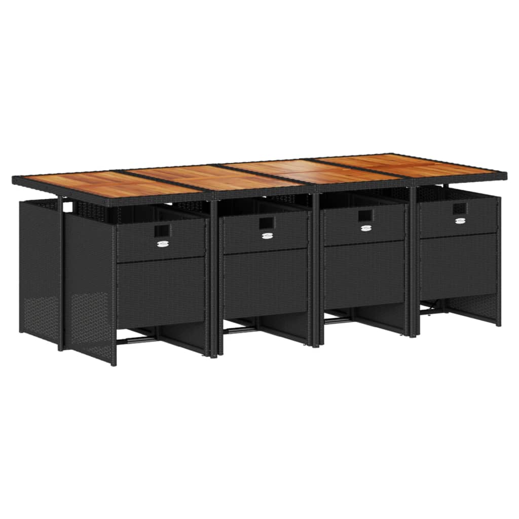 Set mobilier de grădină cu perne, 9 piese, negru, poliratan GartenMobel Dekor