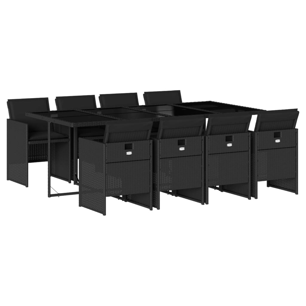 Set mobilier de grădină cu perne, 9 piese, negru, poliratan GartenMobel Dekor