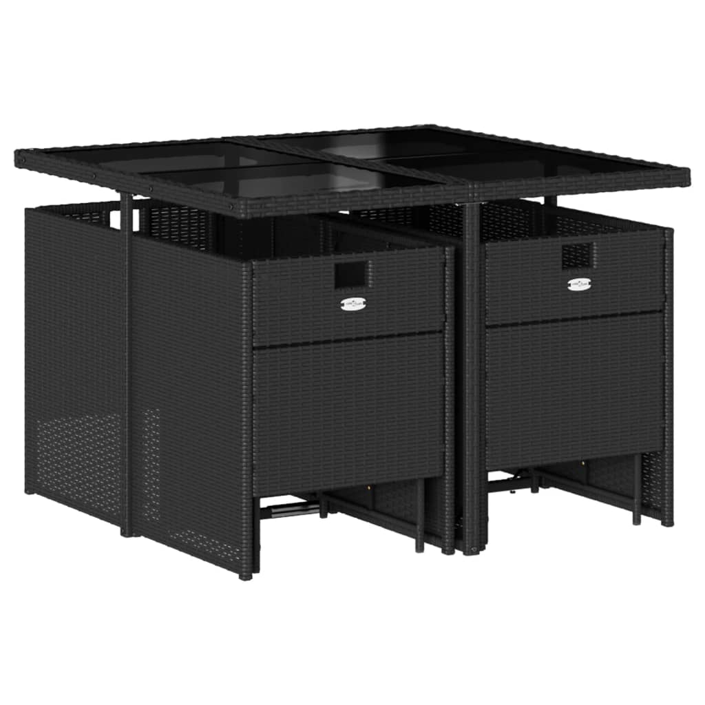 Set mobilier de grădină cu perne, 9 piese, negru, poliratan GartenMobel Dekor