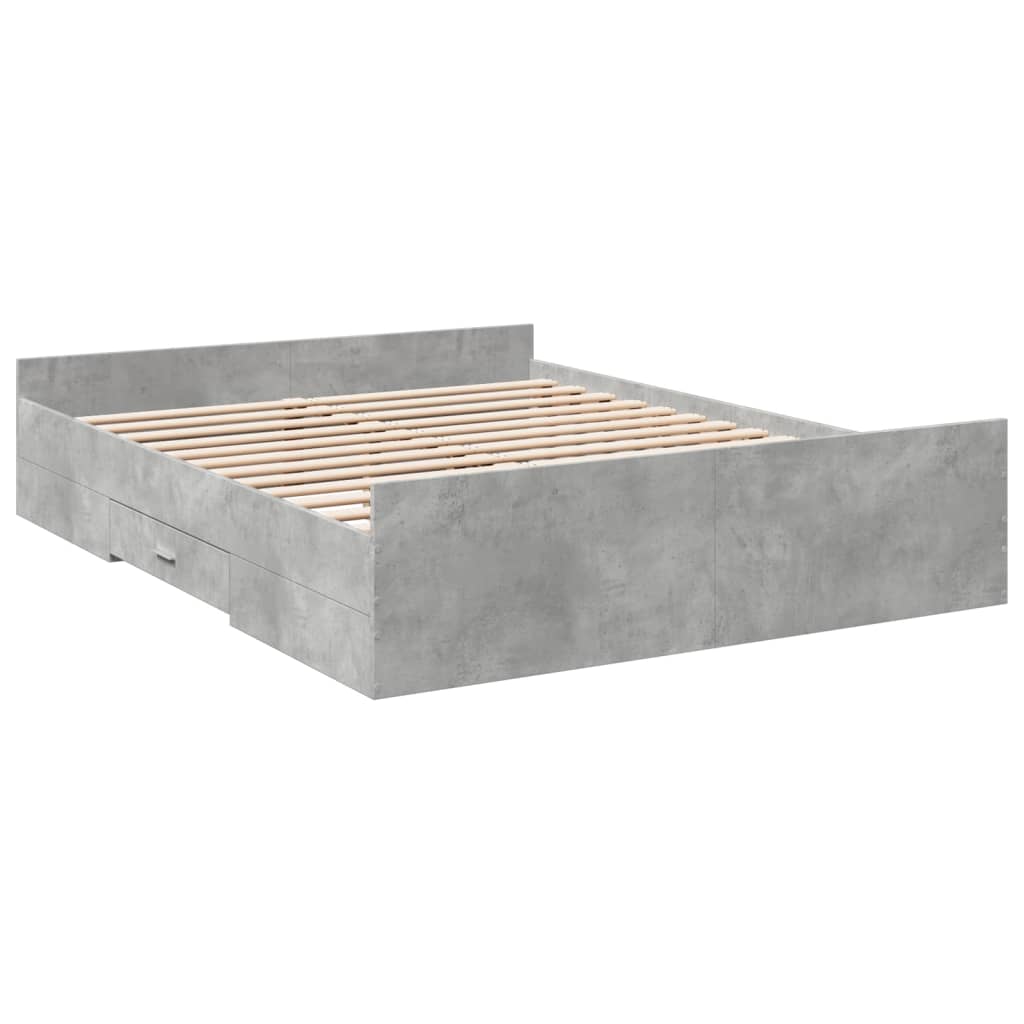 Cadru de pat cu sertare, gri beton, 160x200 cm, lemn prelucrat GartenMobel Dekor