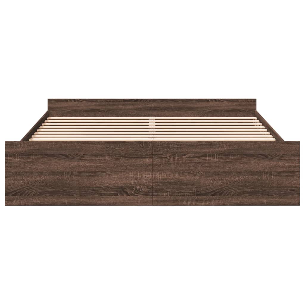 Cadru de pat cu sertare stejar maro 200x200 cm lemn prelucrat GartenMobel Dekor