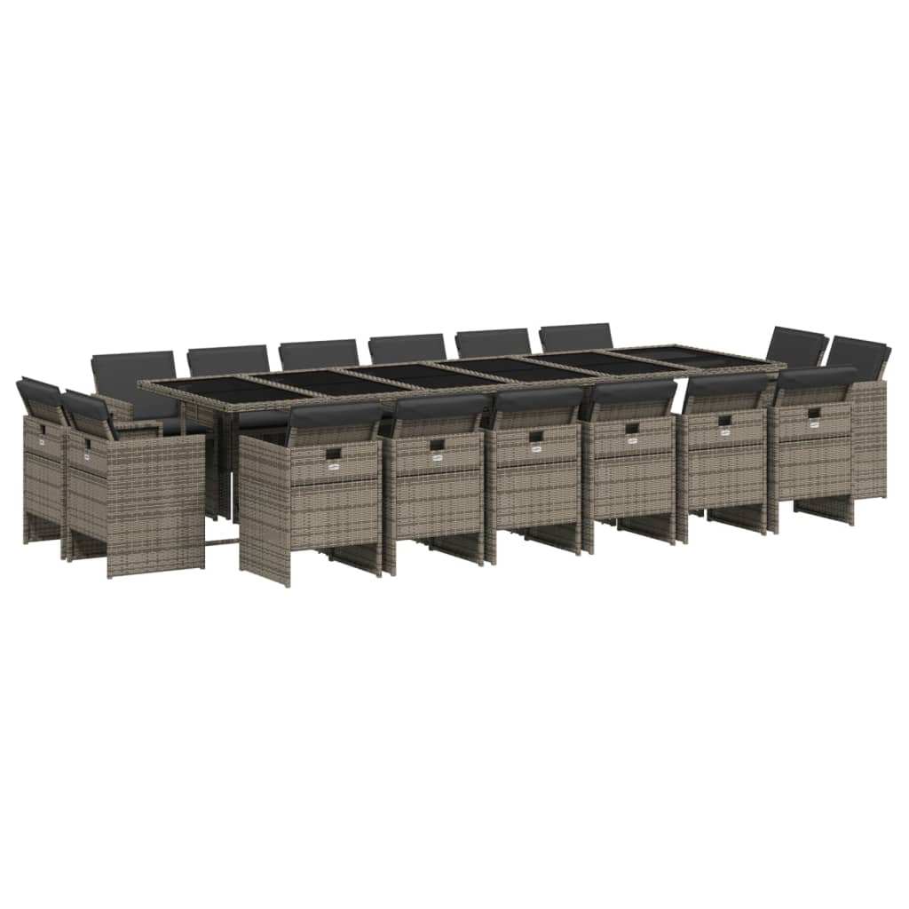 Set mobilier de grădină cu perne, 17 piese, gri, poliratan GartenMobel Dekor