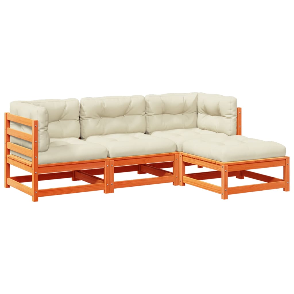 Set canapele grădină cu perne, 4 piese, maro ceruit, lemn pin GartenMobel Dekor