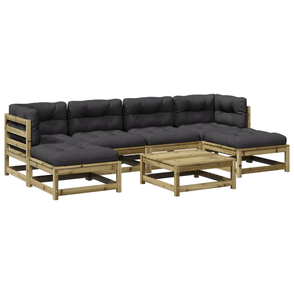 Set canapele grădină cu perne, 7 piese, lemn de pin tratat GartenMobel Dekor