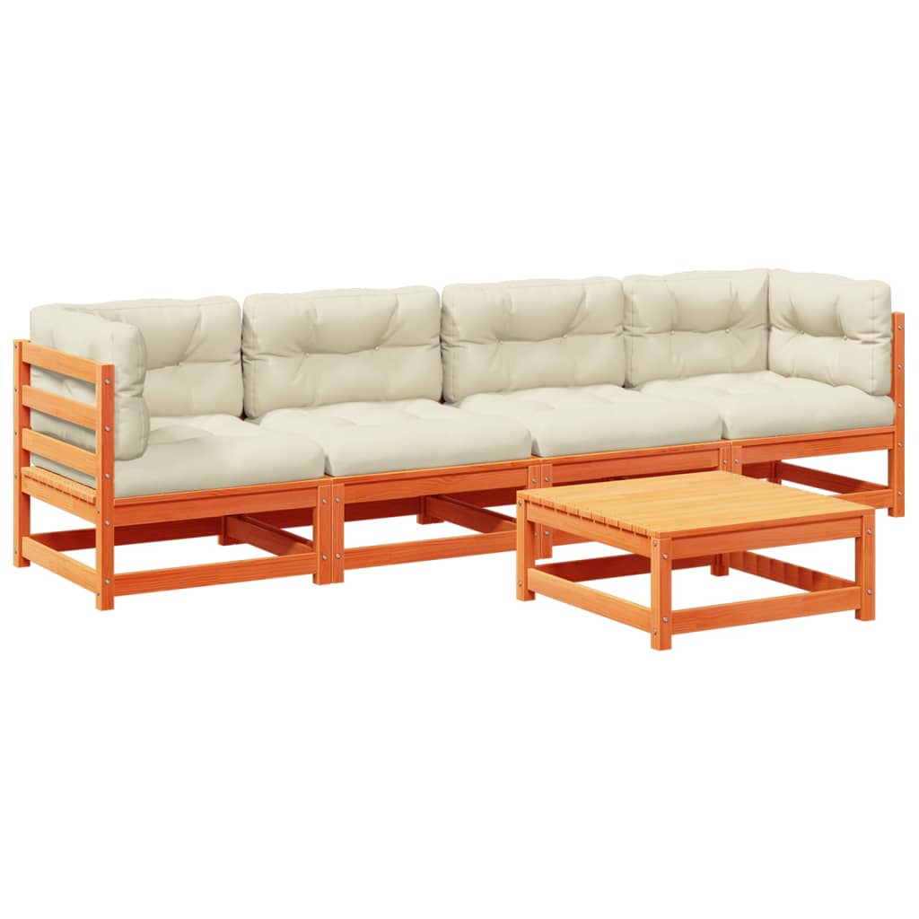 Set mobilier de grădină cu perne, 5 piese, lemn masiv de pin GartenMobel Dekor