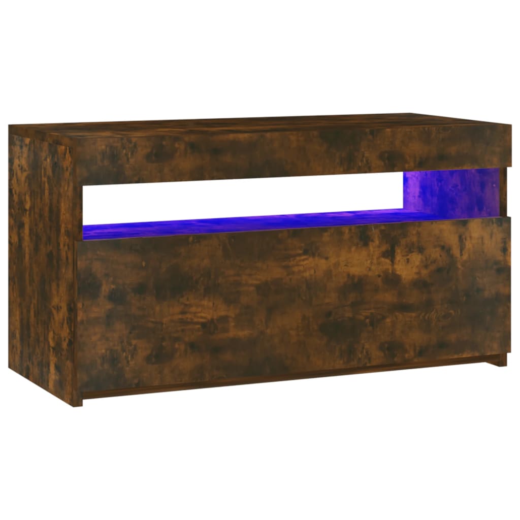 Comodă TV cu lumini LED, stejar fumuriu, 75x35x40 cm  GartenMobel Dekor