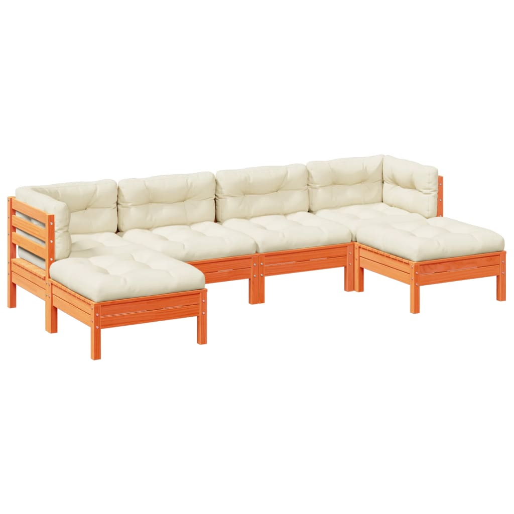 Set mobilier de grădină cu perne, 6 piese, lemn masiv de pin GartenMobel Dekor
