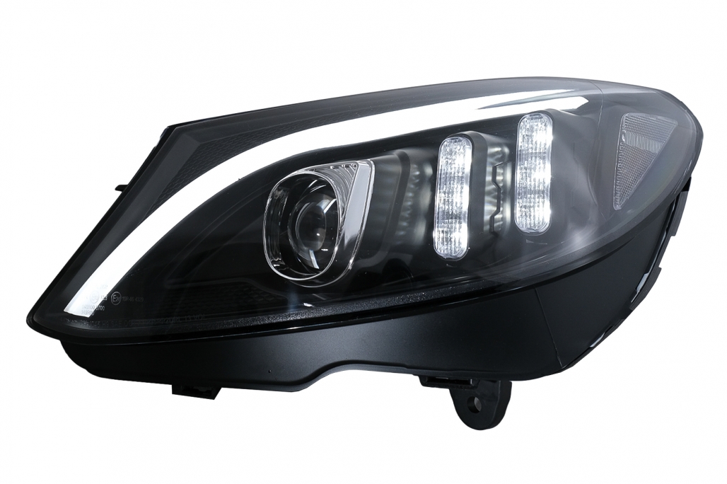 Faruri LED Mercedes C-Class W205 S205 A205 C205 (2014-2018) Negru Semnal Dinamic Secvential Performance AutoTuning