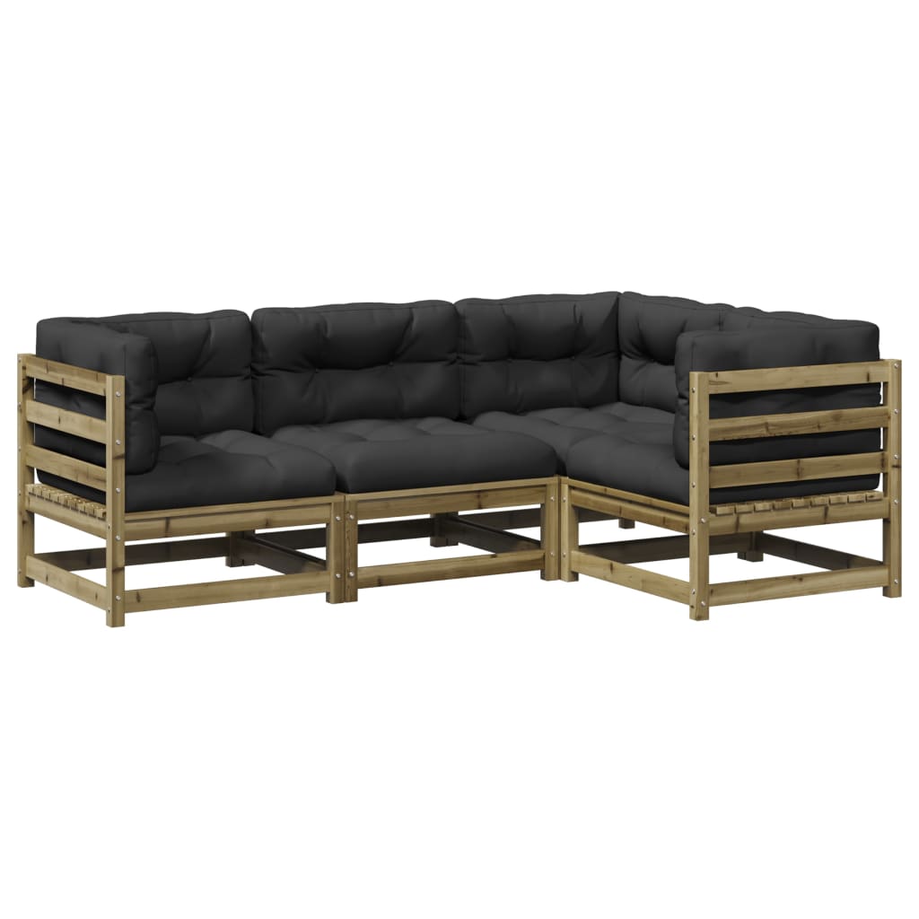 Set canapele de grădină cu perne, 4 piese, lemn de pin tratat GartenMobel Dekor