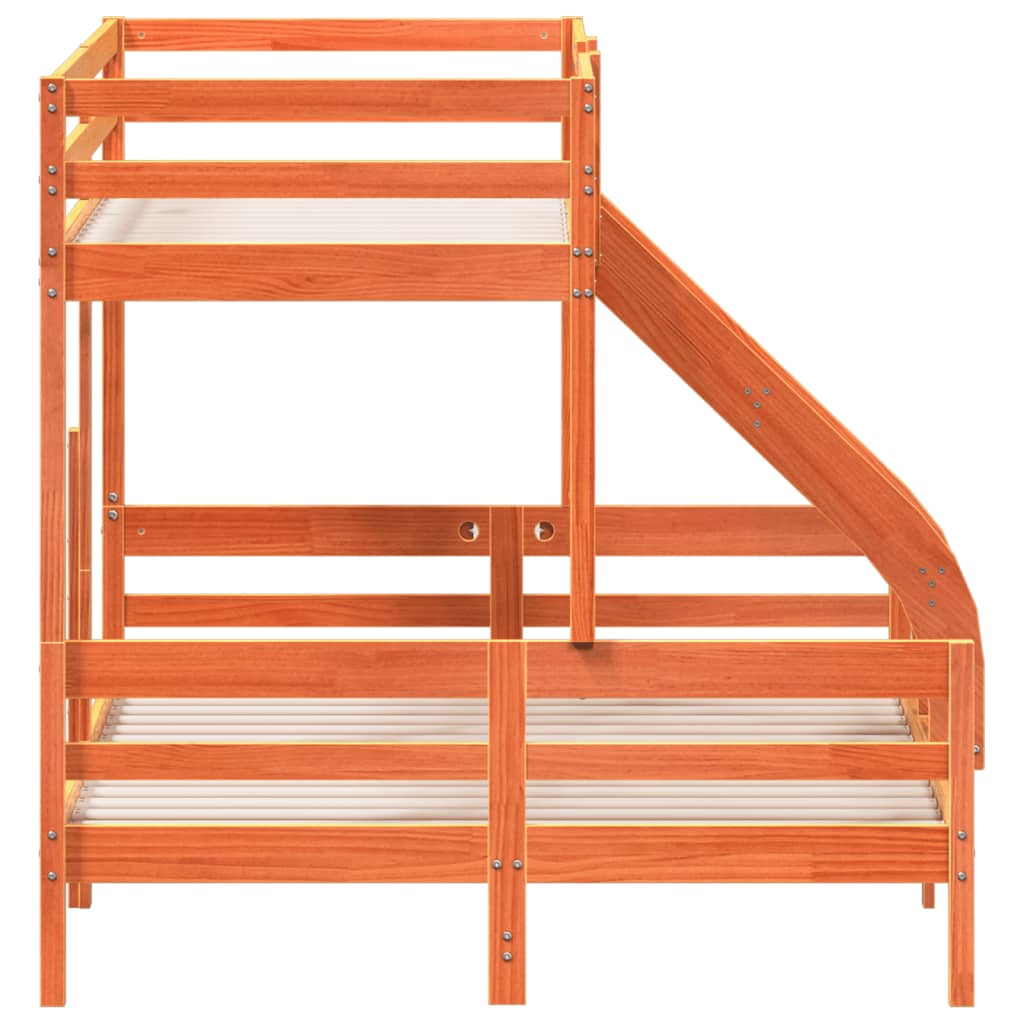 Pat supraetajat 90x200/140x200 cm maro ceruit lemn masiv de pin GartenMobel Dekor