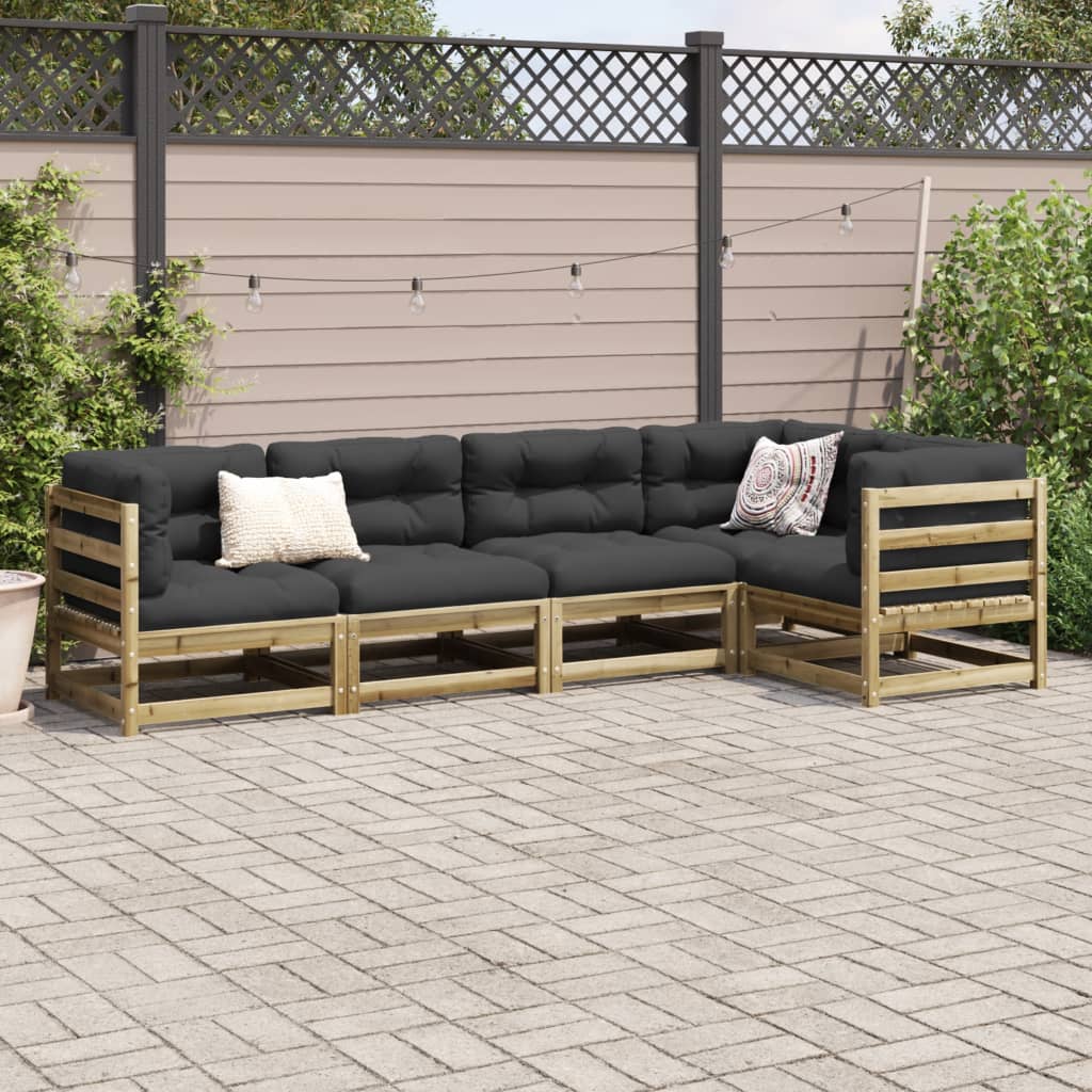 Set mobilier de grădină cu perne, 5 piese, lemn de pin tratat GartenMobel Dekor