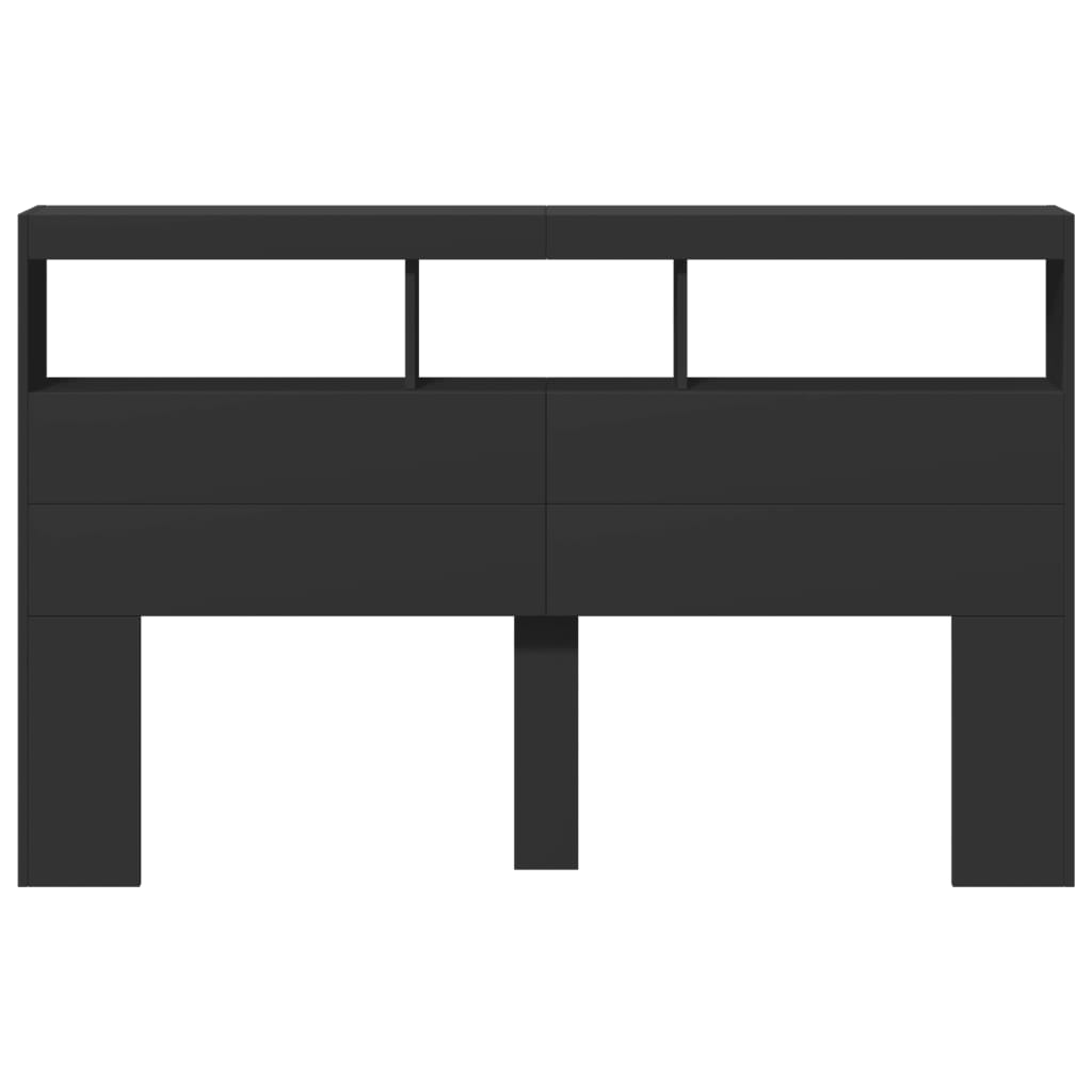 Tăblie cu dulap și LED, negru, 160x17x102 cm GartenMobel Dekor