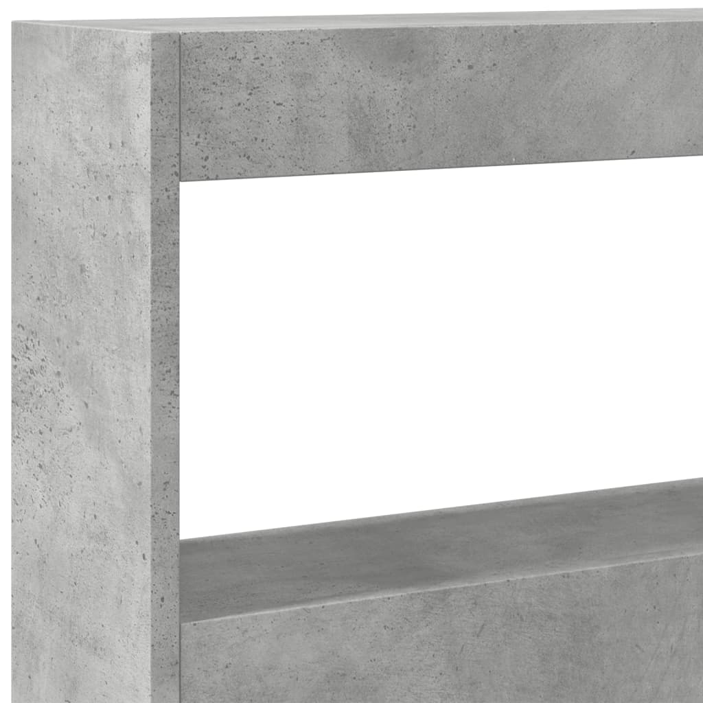 Tăblie de pat cu dulap și LED, gri beton, 160x17x102 cm GartenMobel Dekor