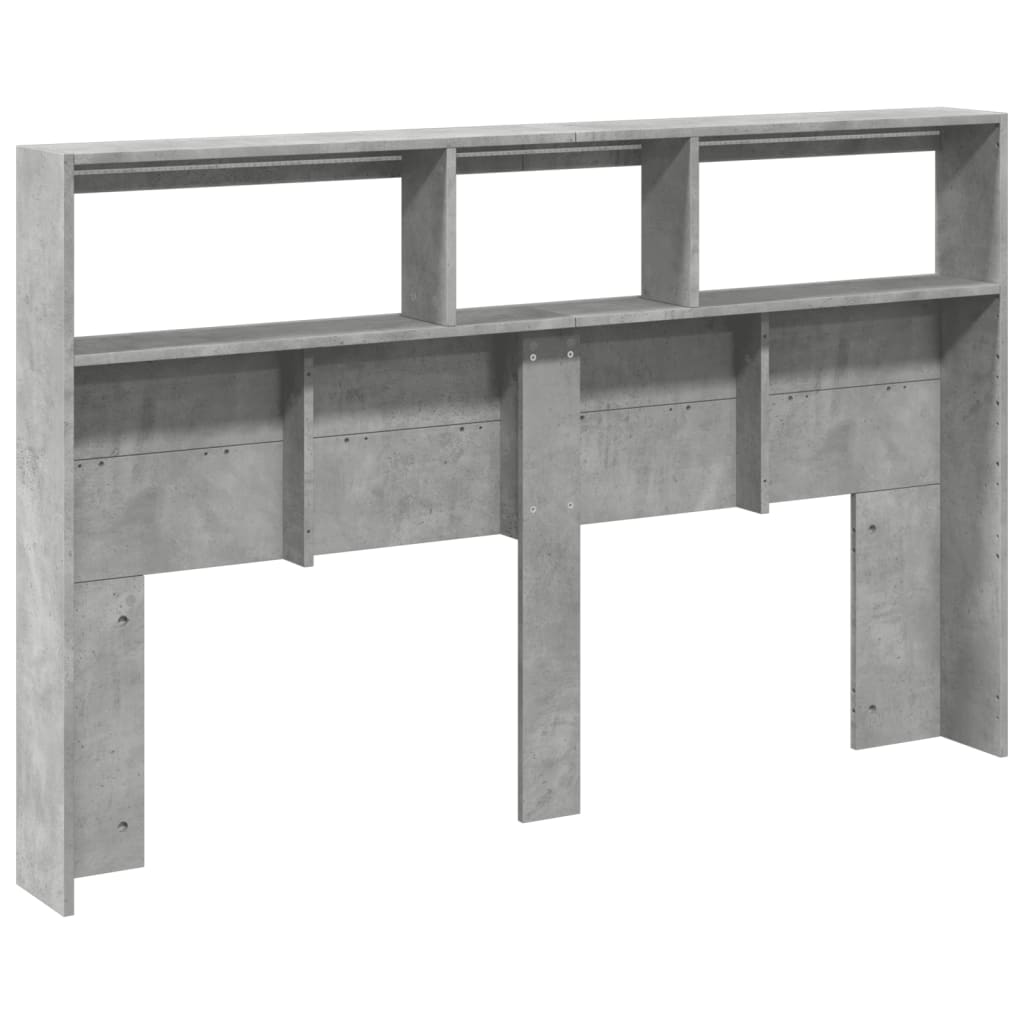 Tăblie de pat cu dulap și LED, gri beton, 160x17x102 cm GartenMobel Dekor