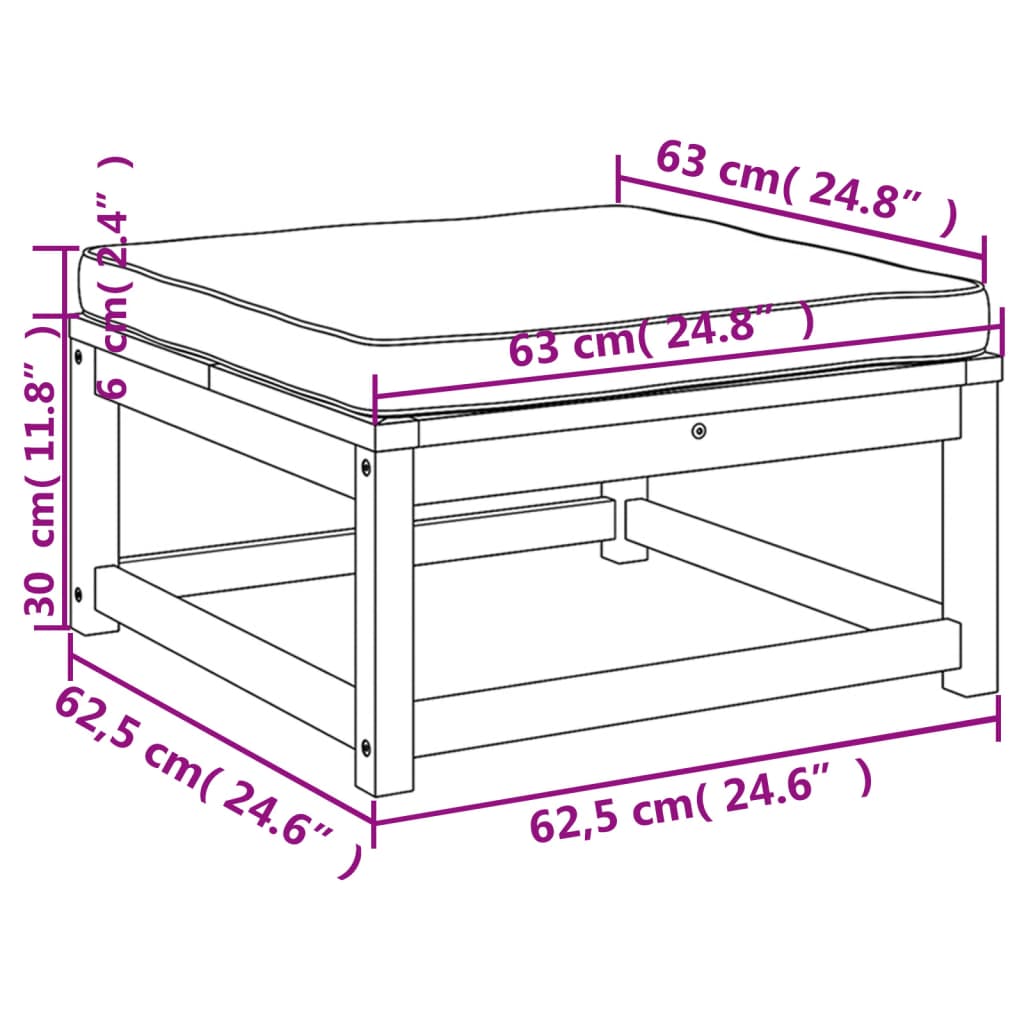 Taburet de grădină cu perne, lemn masiv de acacia GartenMobel Dekor