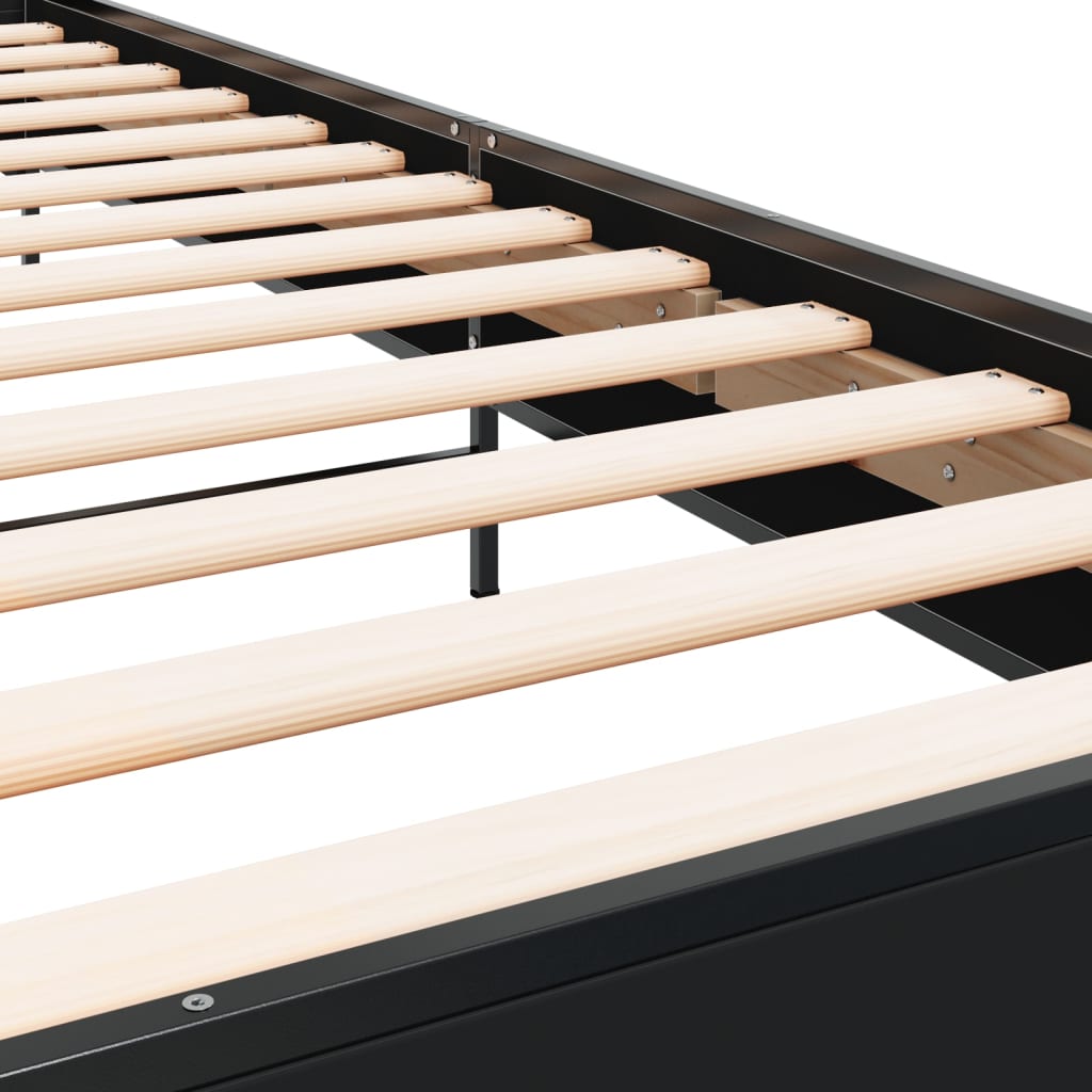 Cadru de pat, negru, 100x200 cm, lemn prelucrat și metal GartenMobel Dekor