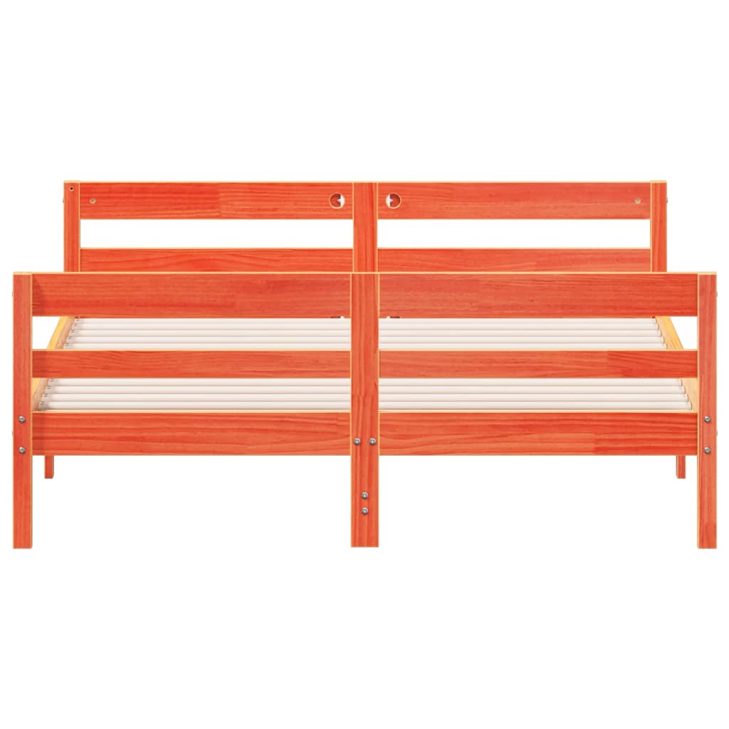 Cadru de pat cu tăblie, maro ceruit, 120x200 cm, lemn masiv pin GartenMobel Dekor