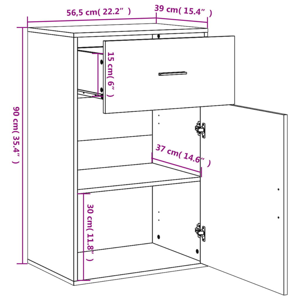 Dulap de depozitare, gri beton, 56,5x39x90 cm, lemn prelucrat GartenMobel Dekor