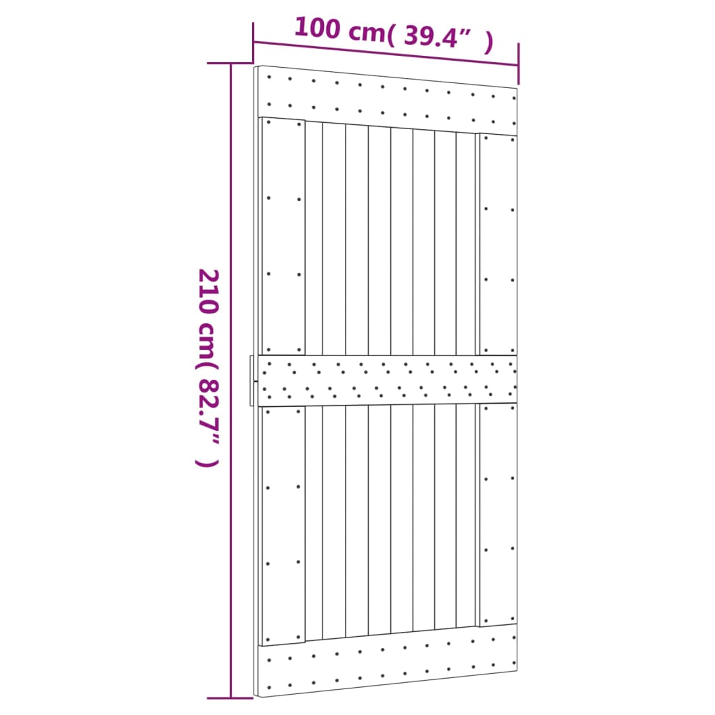 Ușă glisantă cu set feronerie, 100x210 cm, lemn masiv de pin GartenMobel Dekor