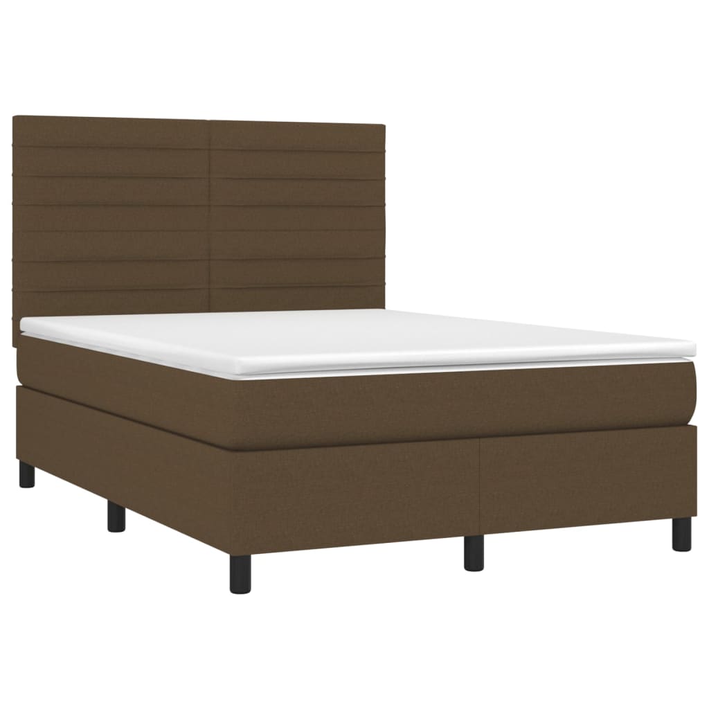 Pat continental cu saltea, maro închis, 140x200 cm, textil GartenMobel Dekor