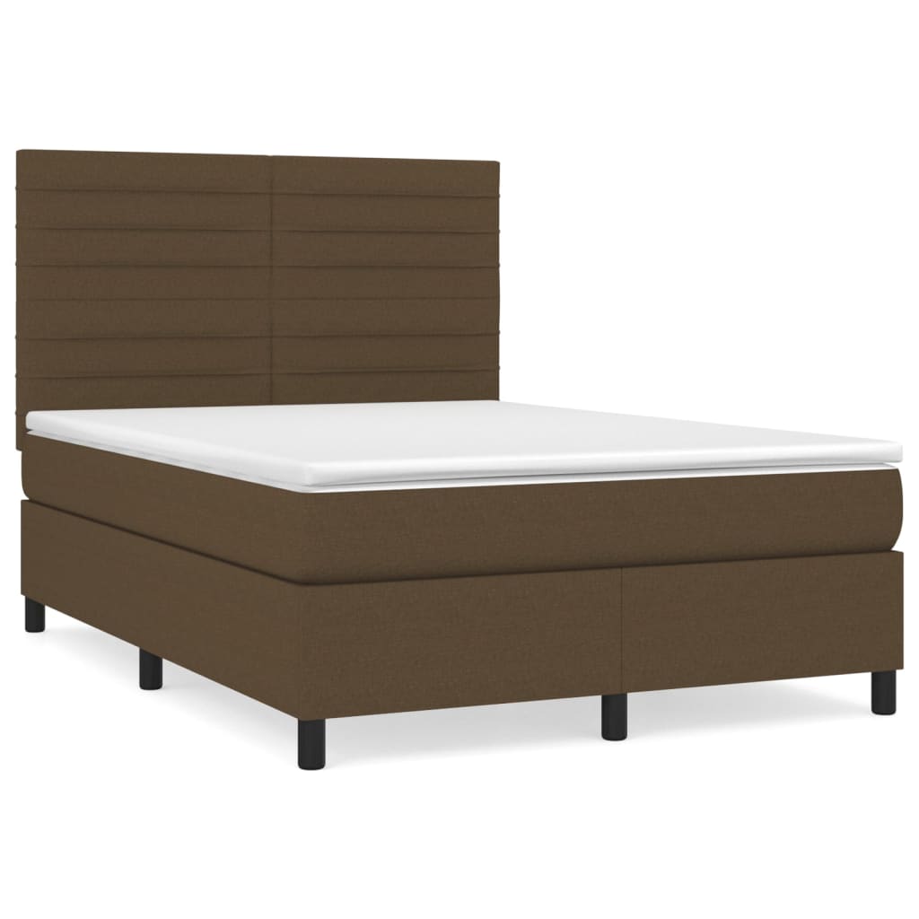 Pat continental cu saltea, maro închis, 140x200 cm, textil GartenMobel Dekor