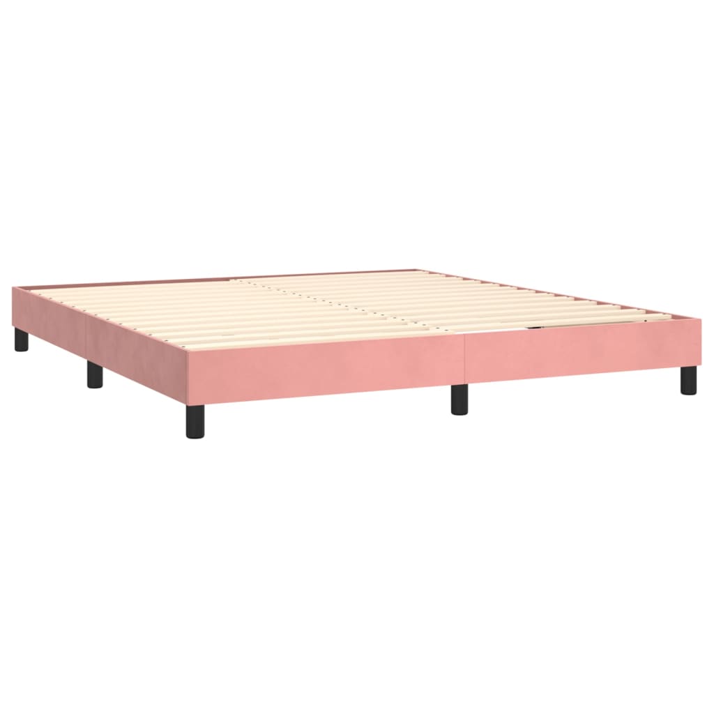Pat box spring cu saltea, roz, 180x200 cm, catifea GartenMobel Dekor
