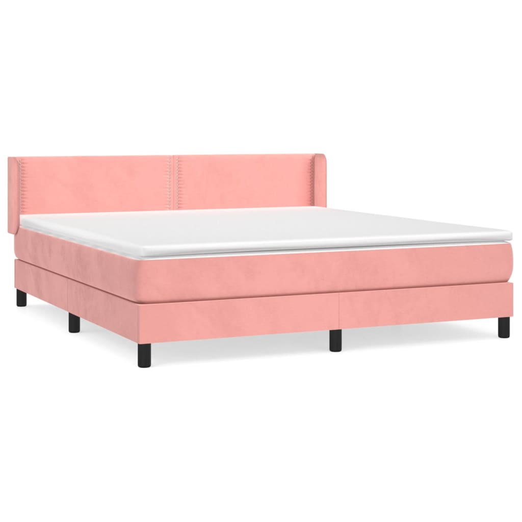 Pat box spring cu saltea, roz, 180x200 cm, catifea GartenMobel Dekor