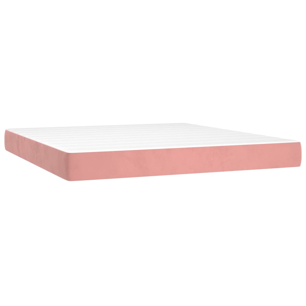 Pat box spring cu saltea, roz, 180x200 cm, catifea GartenMobel Dekor