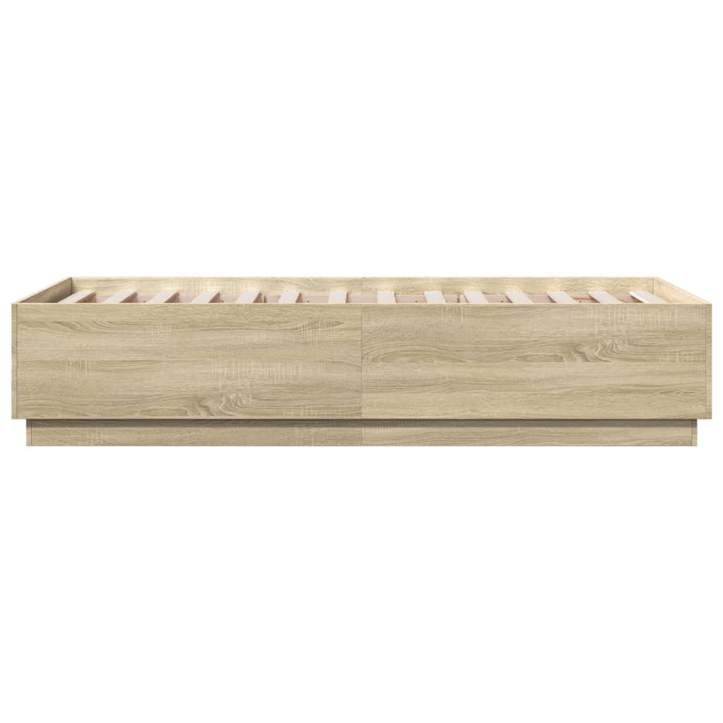 Cadru de pat cu LED stejar sonoma 75x190 cm lemn prelucrat GartenMobel Dekor