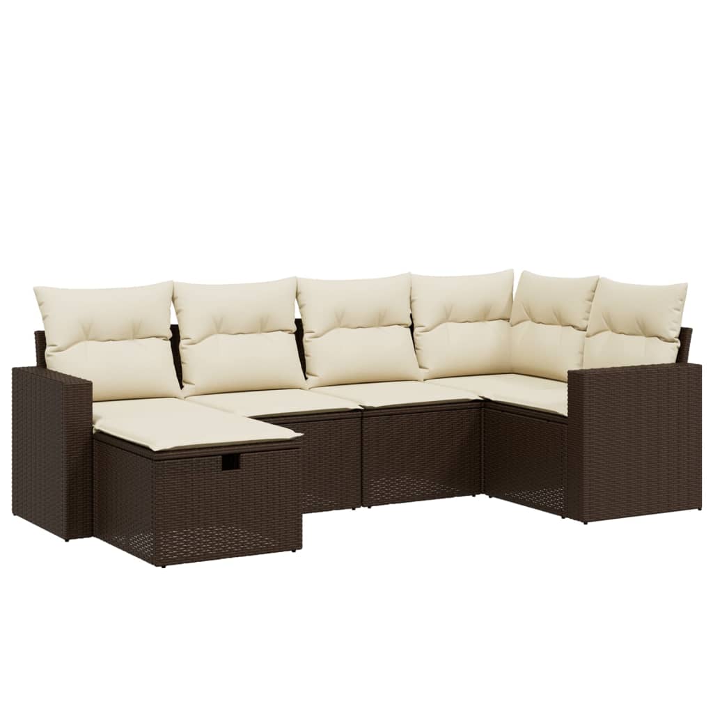 Set canapele de grădină cu perne, 6 piese, maro, poliratan GartenMobel Dekor