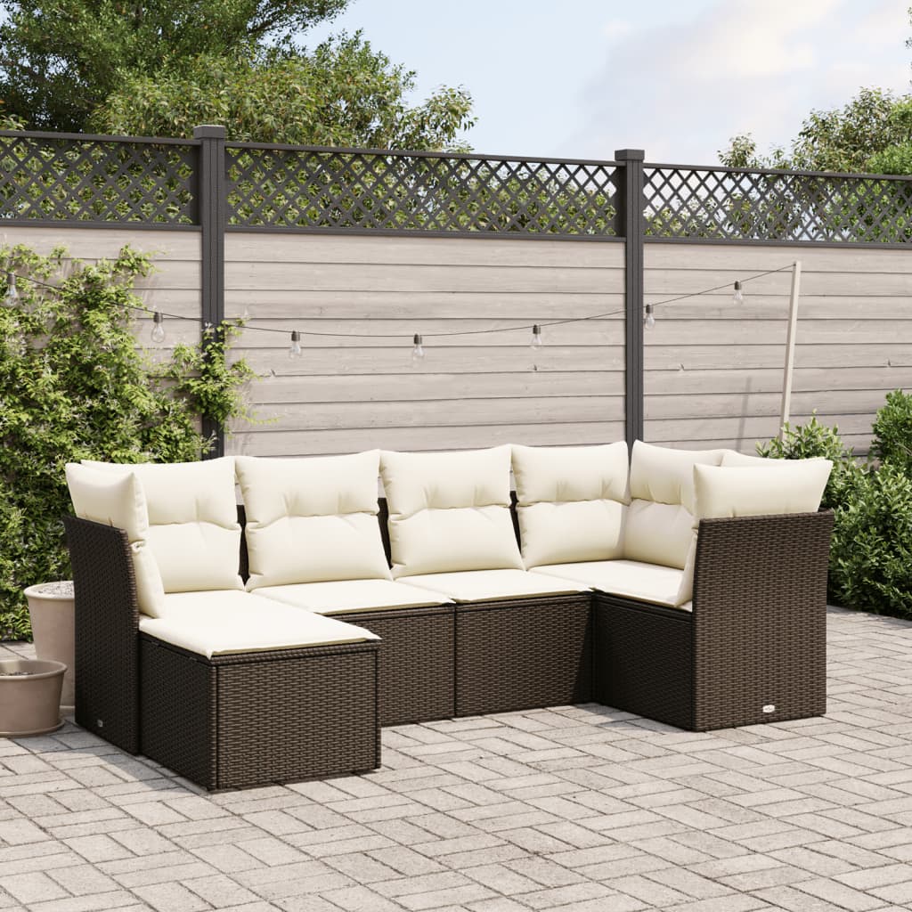 Set canapele de grădină cu perne, 6 piese, maro, poliratan GartenMobel Dekor