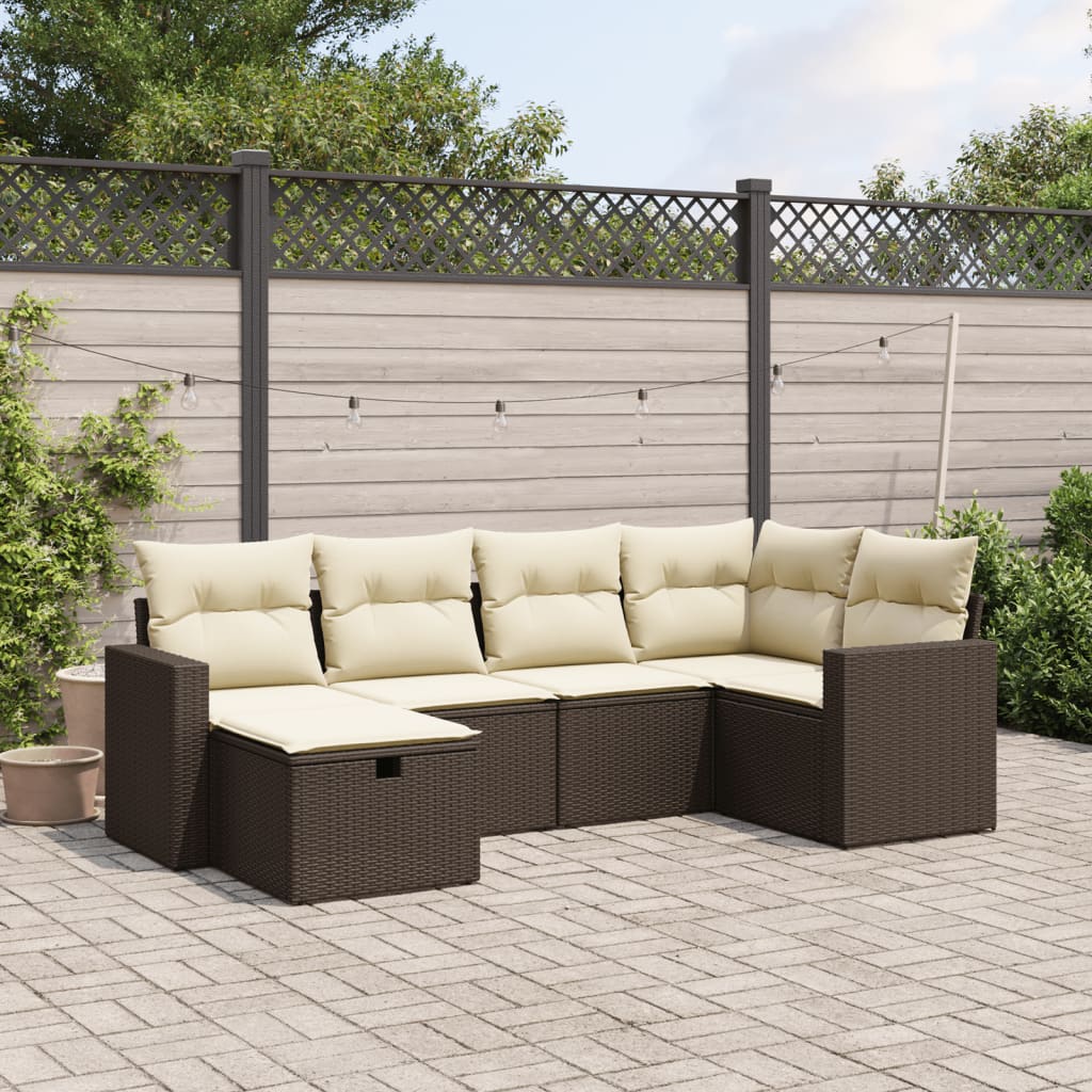 Set canapele de grădină cu perne, 6 piese, maro, poliratan GartenMobel Dekor