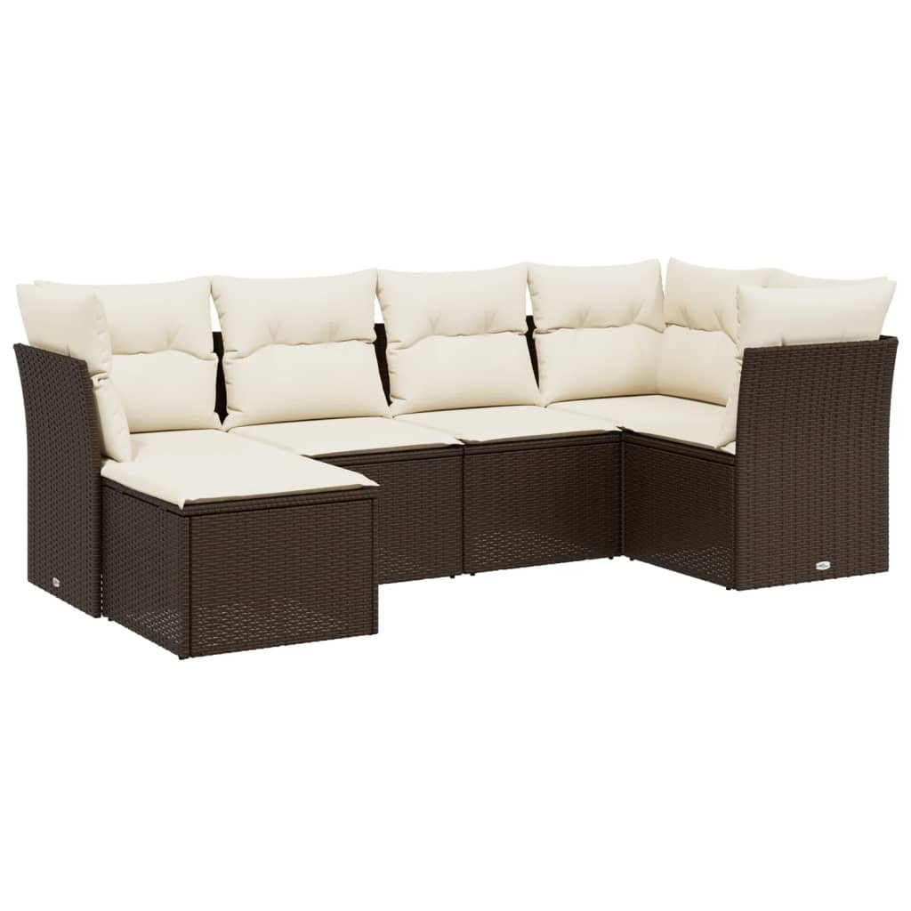 Set canapele de grădină cu perne, 6 piese, maro, poliratan GartenMobel Dekor