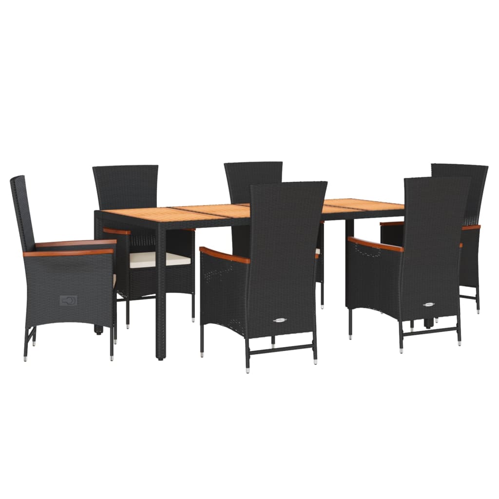 Set mobilier de grădină cu perne, 7 piese, negru, poliratan GartenMobel Dekor