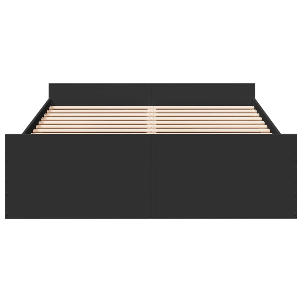 Cadru de pat cu sertare, negru, 135x190 cm, lemn prelucrat GartenMobel Dekor
