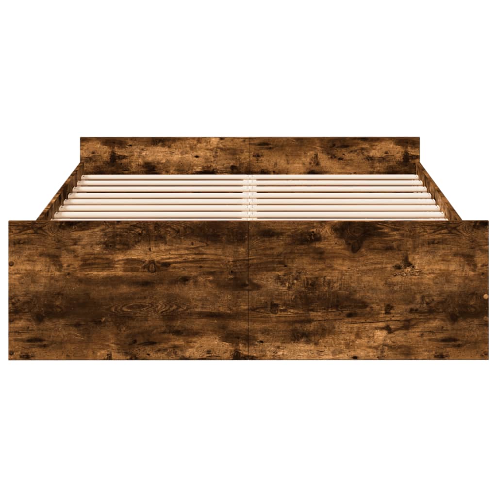 Cadru pat cu sertare stejar fumuriu 120x200 cm lemn prelucrat GartenMobel Dekor