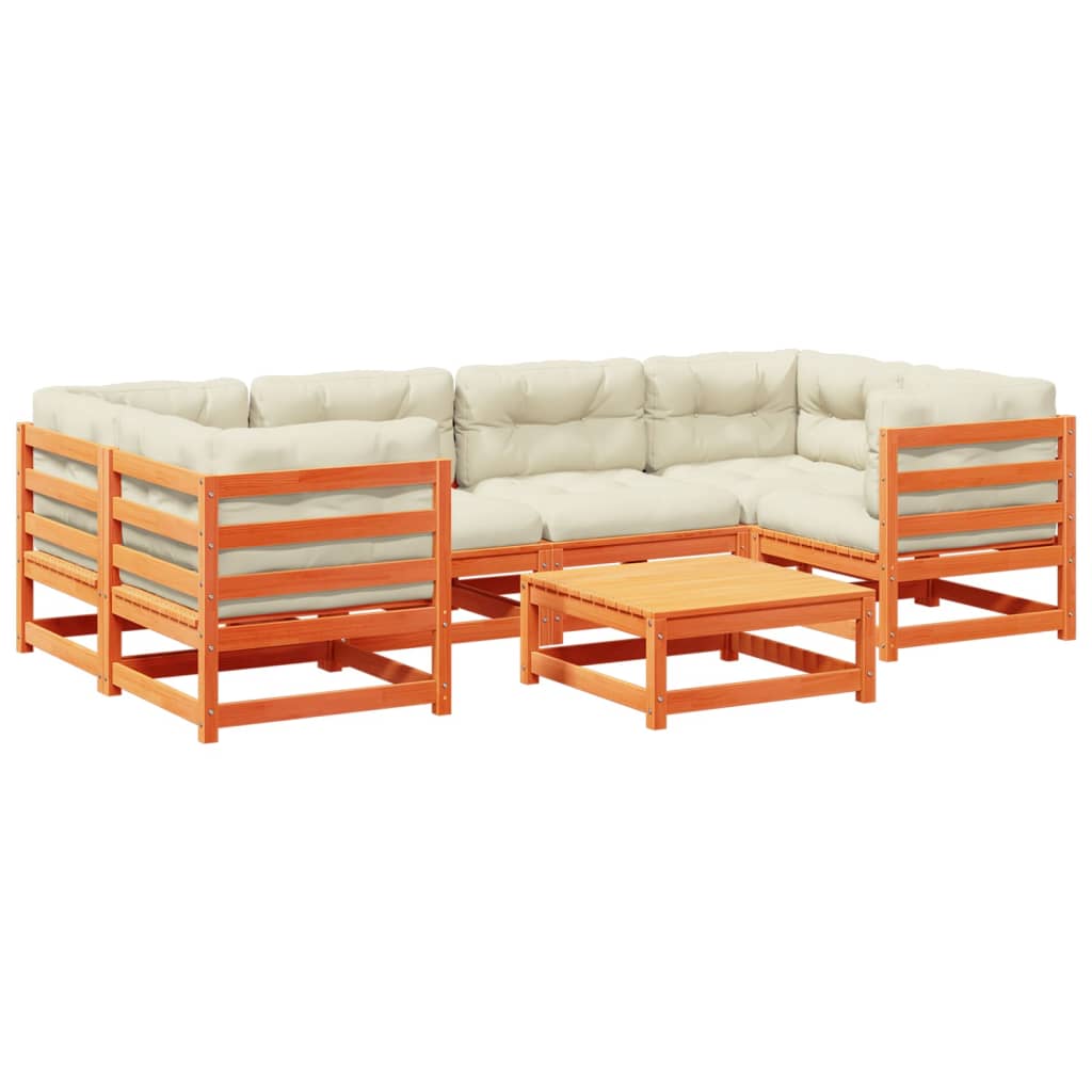 Set canapele grădină cu perne, 7 piese, maro, lemn masiv de pin GartenMobel Dekor