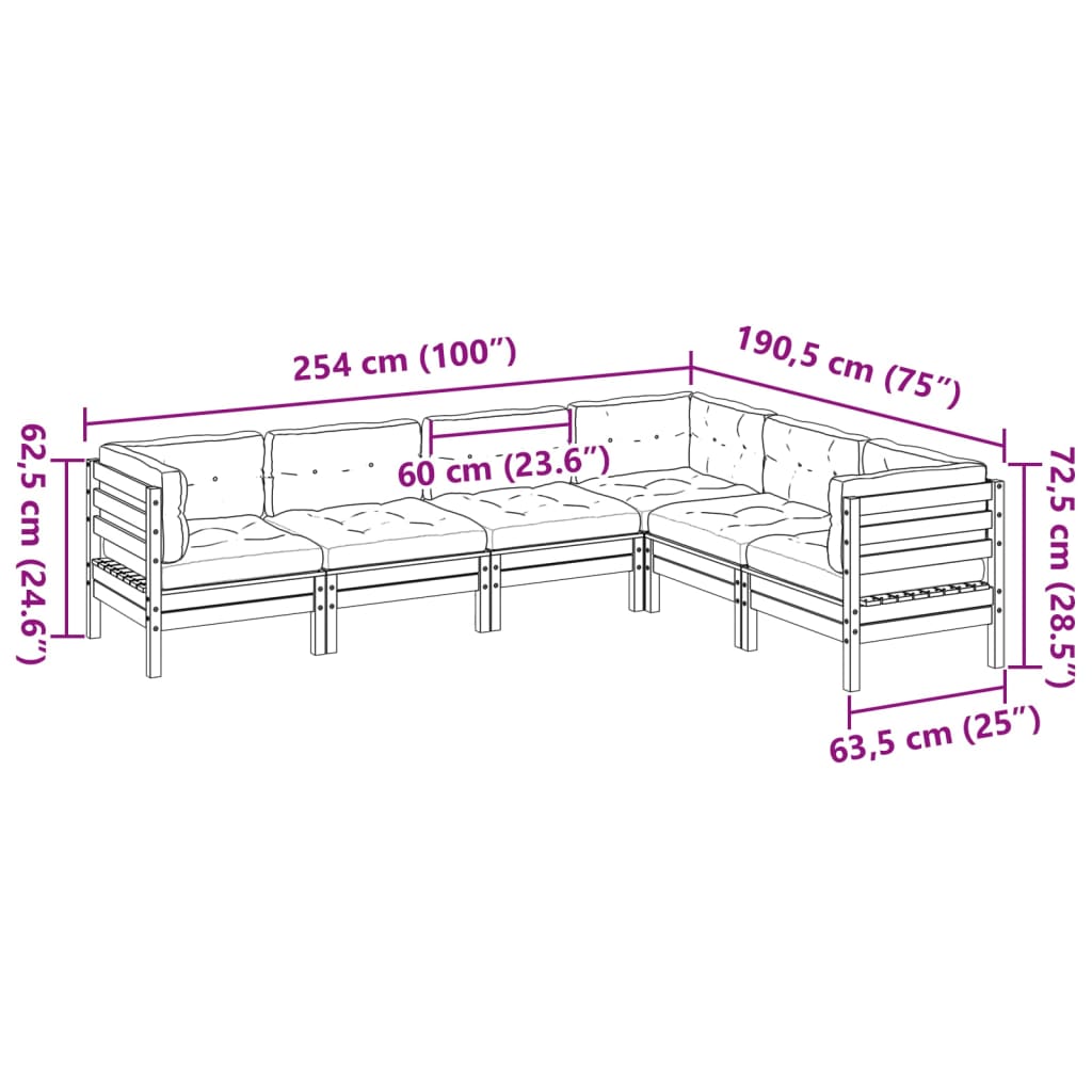 Set canapele de grădină cu perne, 6 piese, lemn de pin tratat GartenMobel Dekor