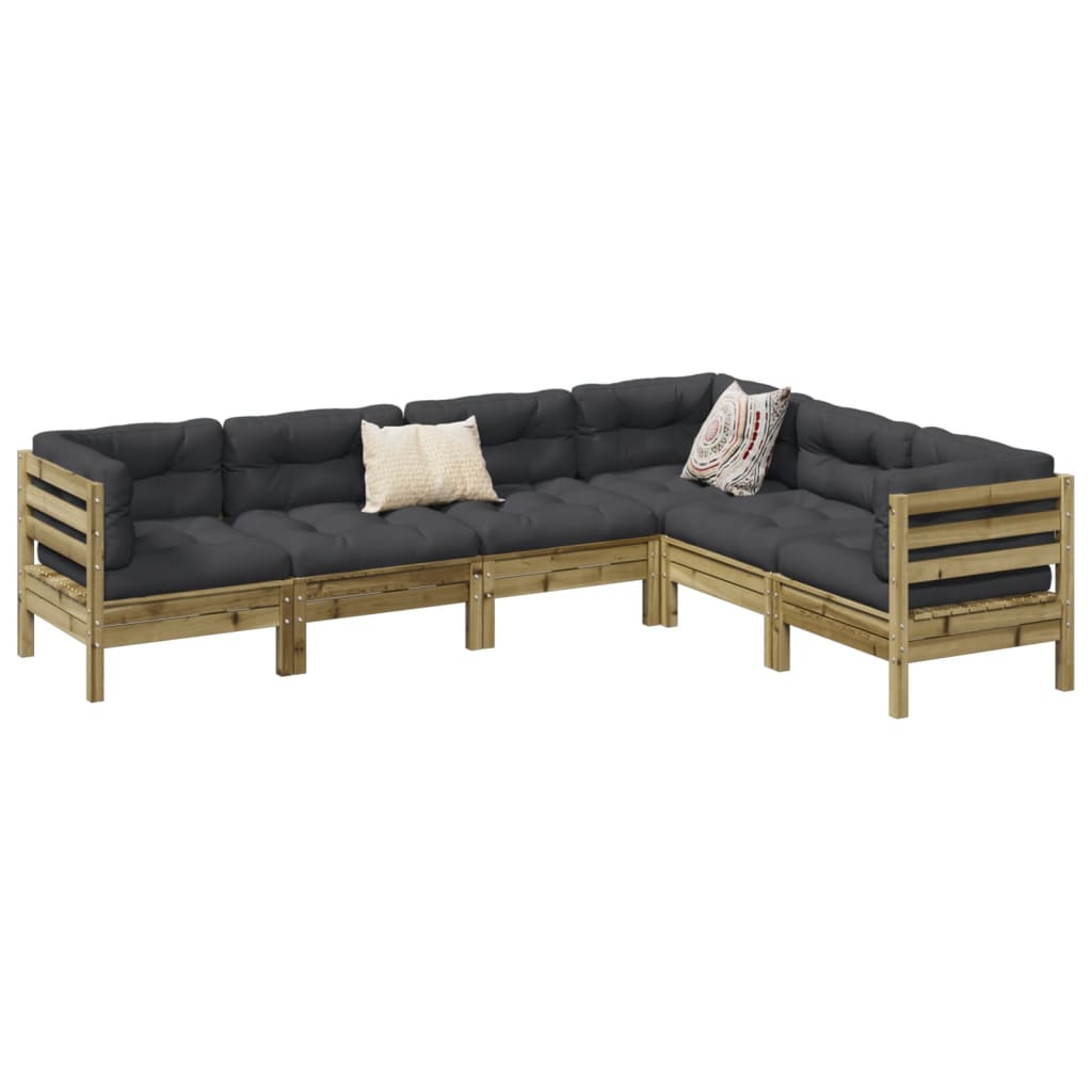 Set canapele de grădină cu perne, 6 piese, lemn de pin tratat GartenMobel Dekor