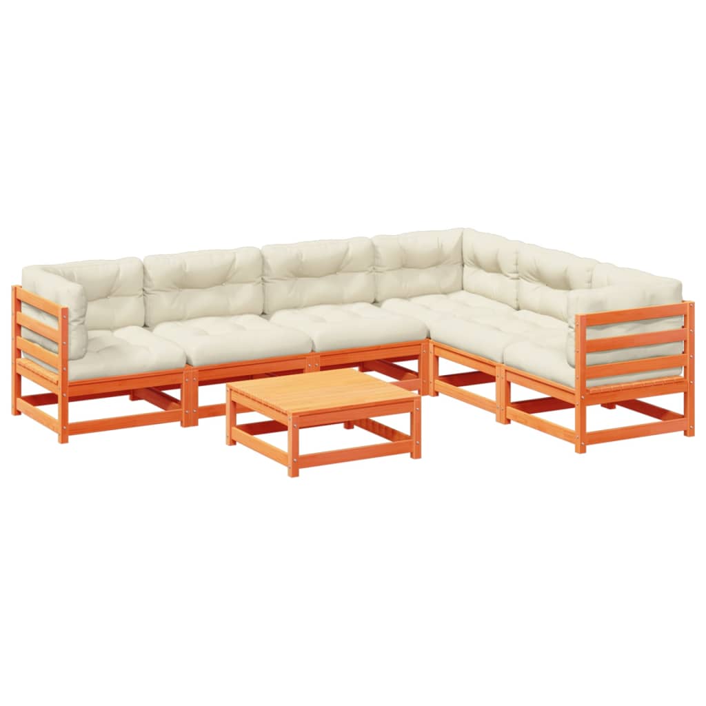 Set canapele grădină cu perne, 7 piese, maro, lemn masiv de pin GartenMobel Dekor