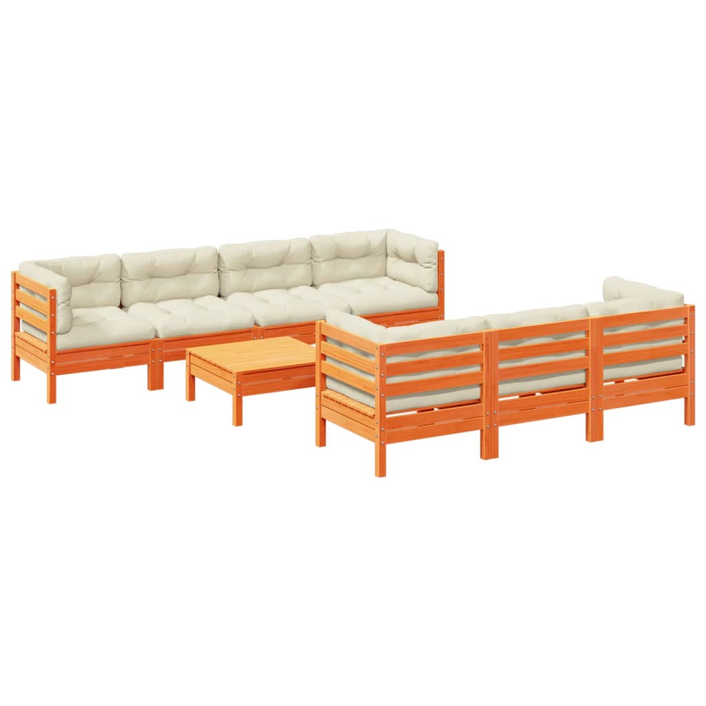 Set canapele grădină cu perne, 8 piese, maro, lemn masiv de pin GartenMobel Dekor