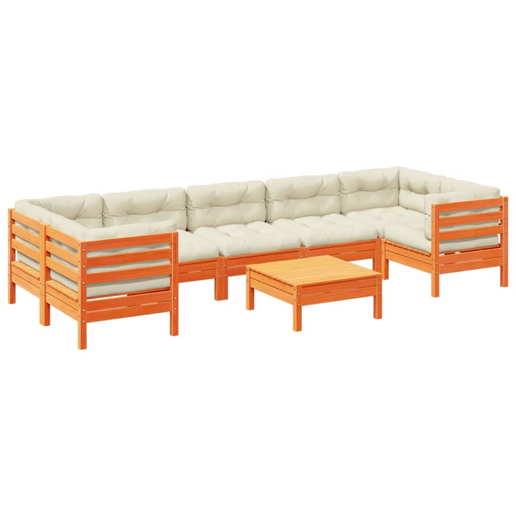 Set canapele grădină cu perne, 8 piese, maro, lemn masiv de pin GartenMobel Dekor