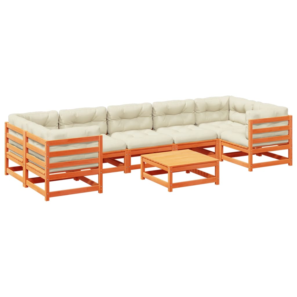 Set canapele grădină cu perne, 8 piese, maro, lemn masiv de pin GartenMobel Dekor