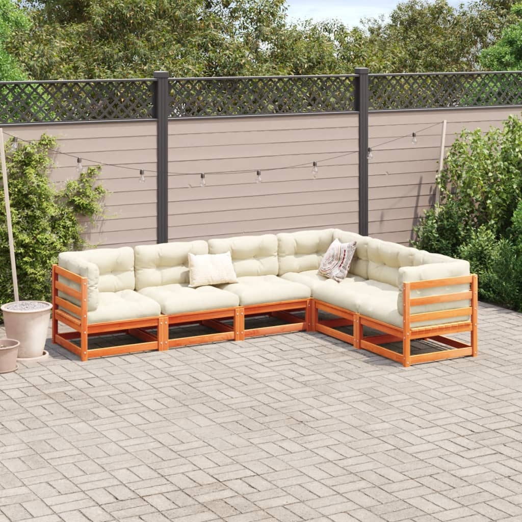 Set mobilier de grădină cu perne, 6 piese, lemn masiv de pin GartenMobel Dekor