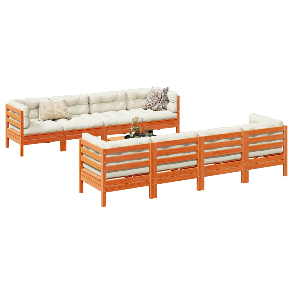 Set mobilier de grădină cu perne, 9 piese, lemn masiv de pin GartenMobel Dekor