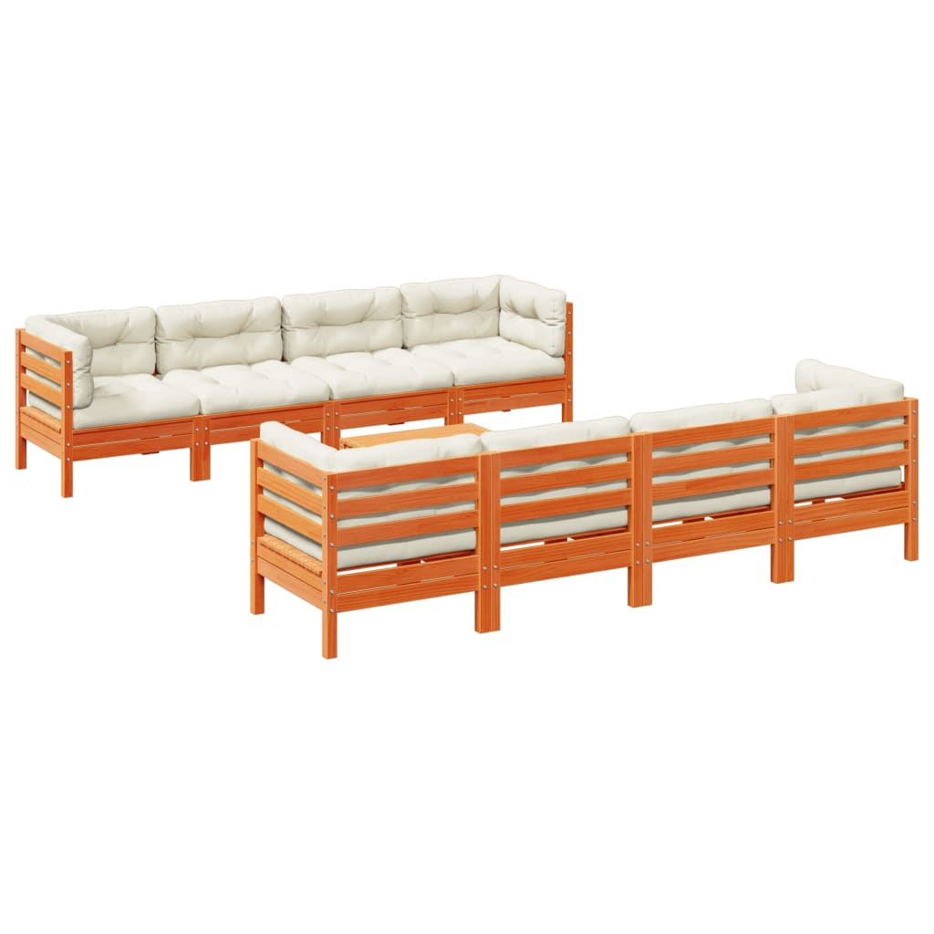 Set mobilier de grădină cu perne, 9 piese, lemn masiv de pin GartenMobel Dekor