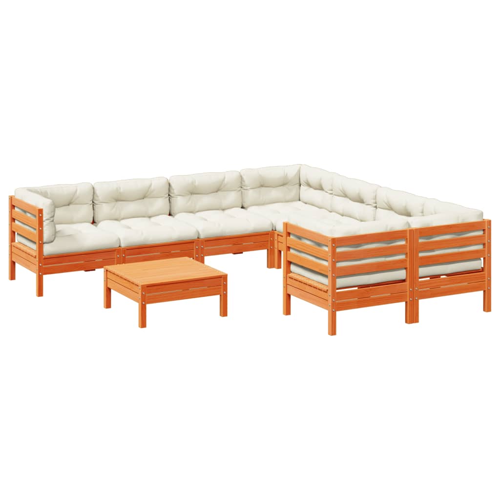Set mobilier de grădină cu perne, 9 piese, lemn masiv de pin GartenMobel Dekor