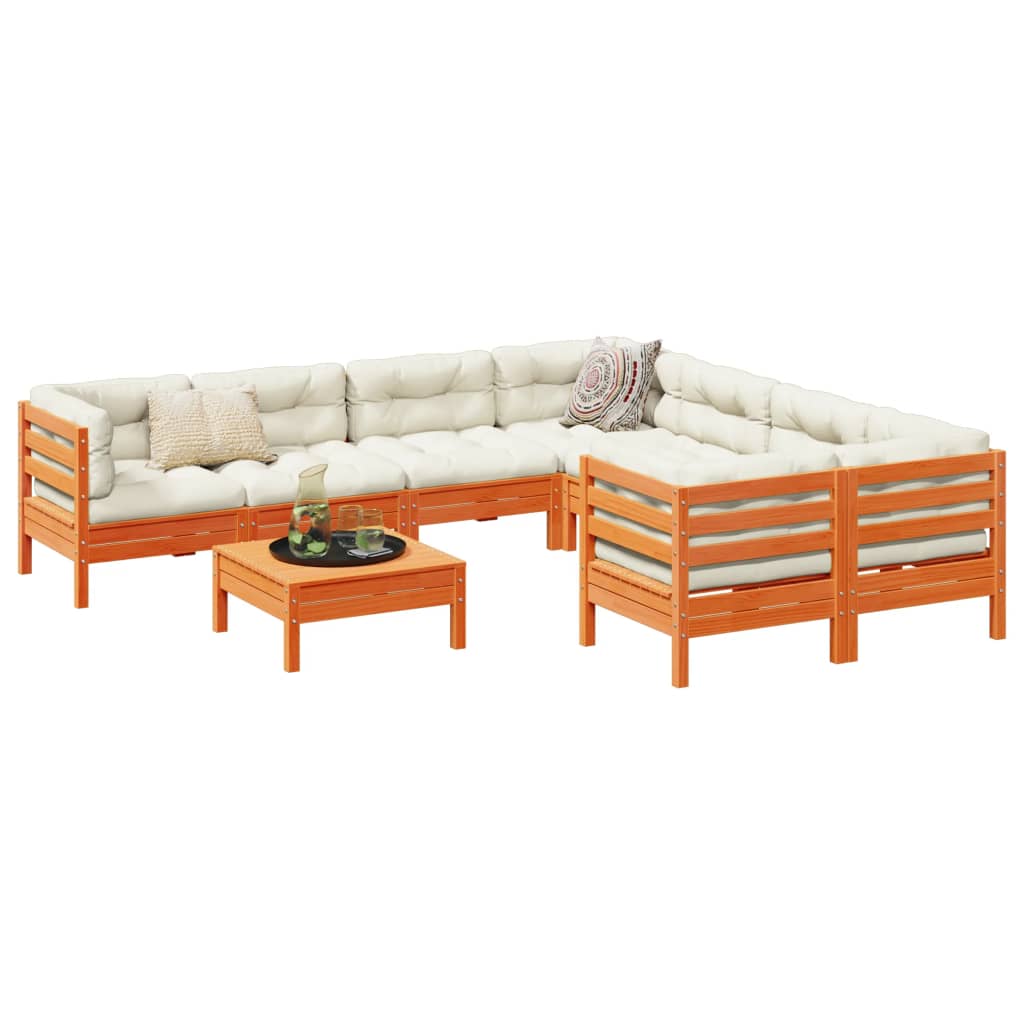 Set mobilier de grădină cu perne, 9 piese, lemn masiv de pin GartenMobel Dekor