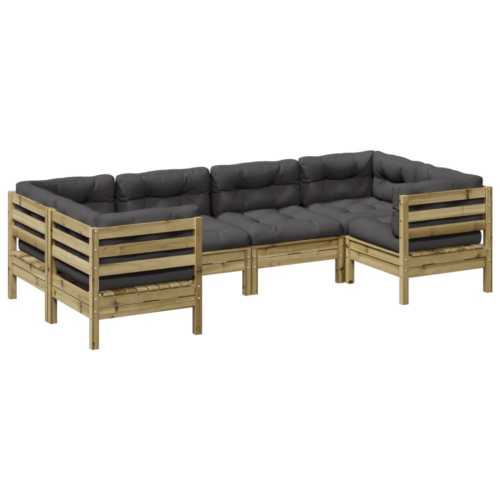 Set canapele de grădină cu perne, 6 piese, lemn de pin tratat GartenMobel Dekor
